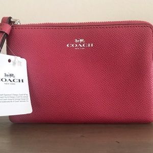 Coach Magenta Crossgrain Leather Wallet NWT